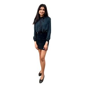 Chanel Boutique Vintage 80s Black Suede Mini Skirt Size XS A-Line Lined Designer